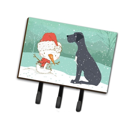 Carolines Treasures Black Great Dane & Snowman Christmas Leash or Key Holder CK2039TH68